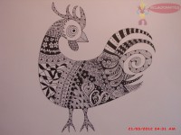 Pinturas hechas con rapidógrafo en cartulina